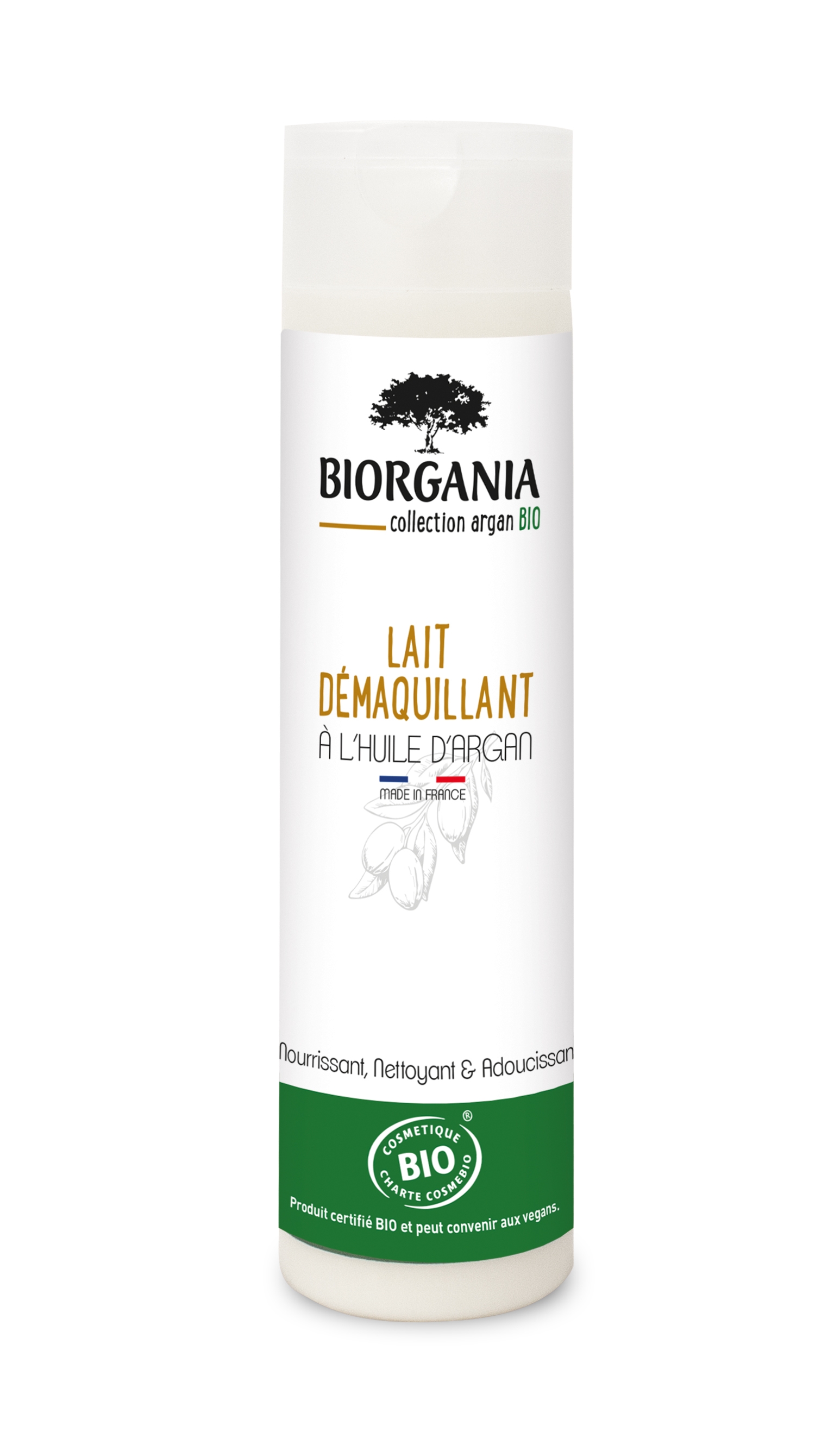Lait démaquillant à l'huile d'argan bio - Cosmétique biologique BIORGANIA
