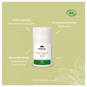 Masque hydratation éclat bio - Cosmétique biologique BIORGANIA