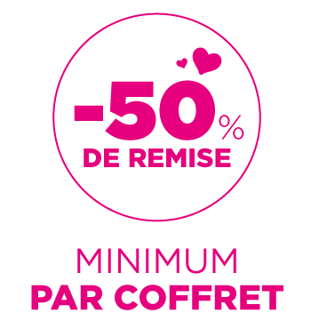 50% de remise minimum par coffret